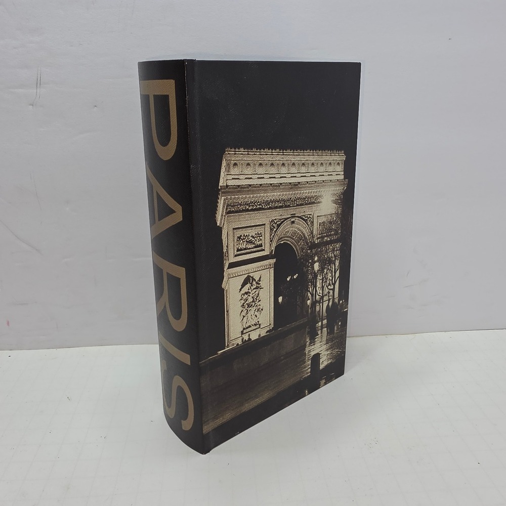 Paris Arc de Triomphe Faux Book Box Decorative Storage Secret Stash Safe Black